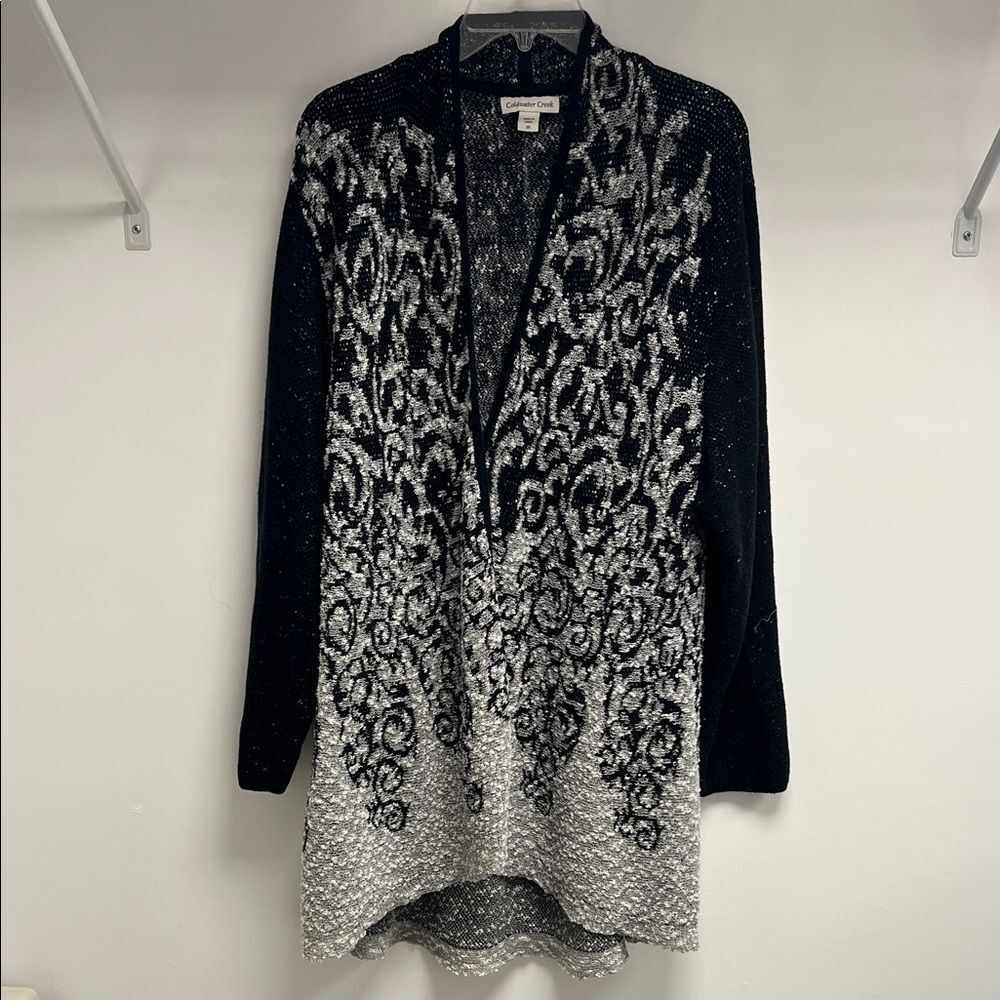 Coldwater Creek Black and White Patterned Cardigan